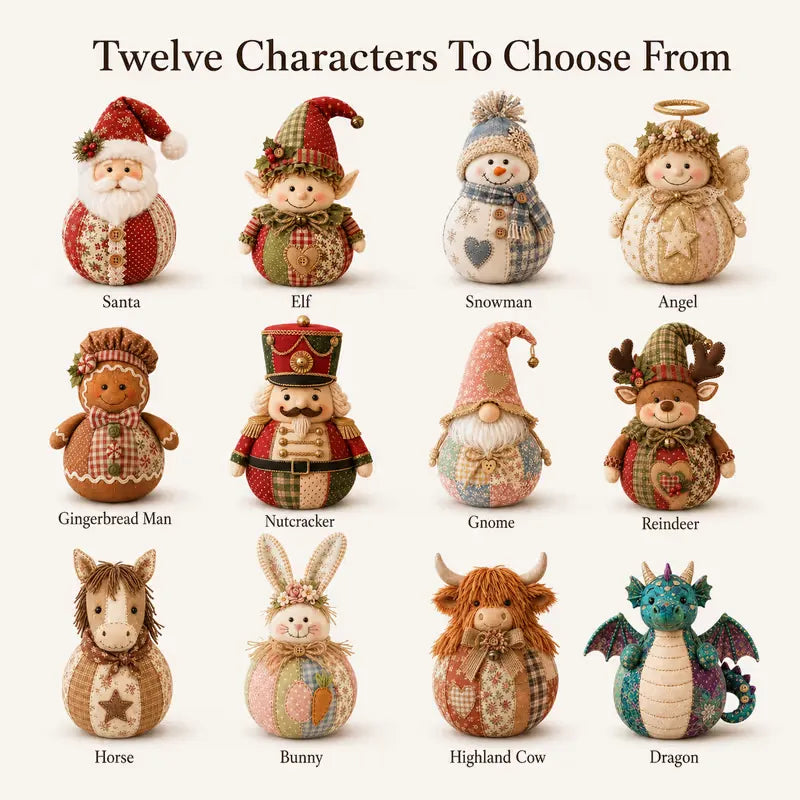 🔥Last Day 49% OFF - 🎄🎅Patchwork Fabric Doll DIY Kit | ✨Create a Cozy Handmade Character for Every Season!