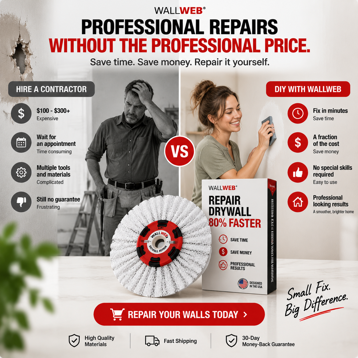🔥 WallFix Pro™ – Instant Drywall Repair Kit