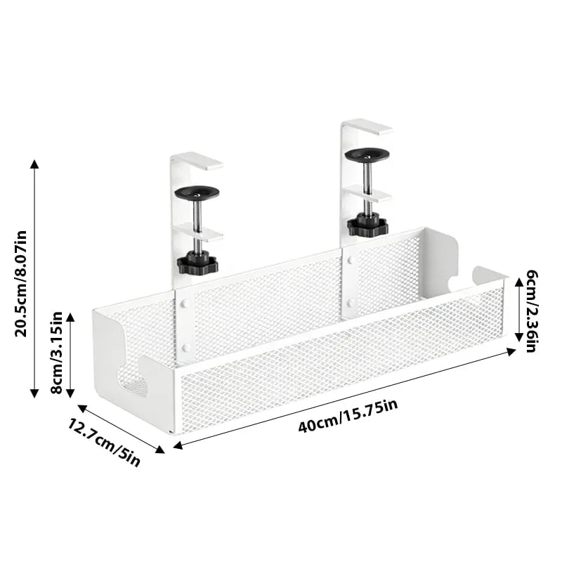 Adjustable No-Drill Under-Desk Cable Organizer