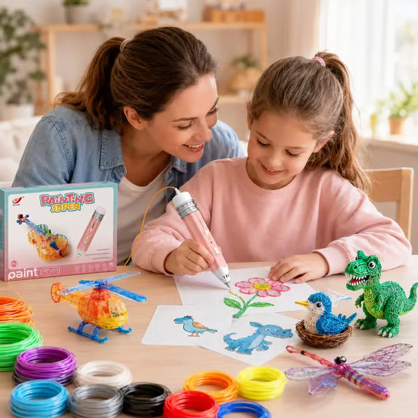 3D Pen Set for Kids, Low Heat Child-Safe 3D Pen with USB, 10 Rolls 50cm PCL Filament Refills, PLA Filament Bundle, Includes Stencil Book & Guide, STEM Arts Crafts Birthday Present for Ages 6+