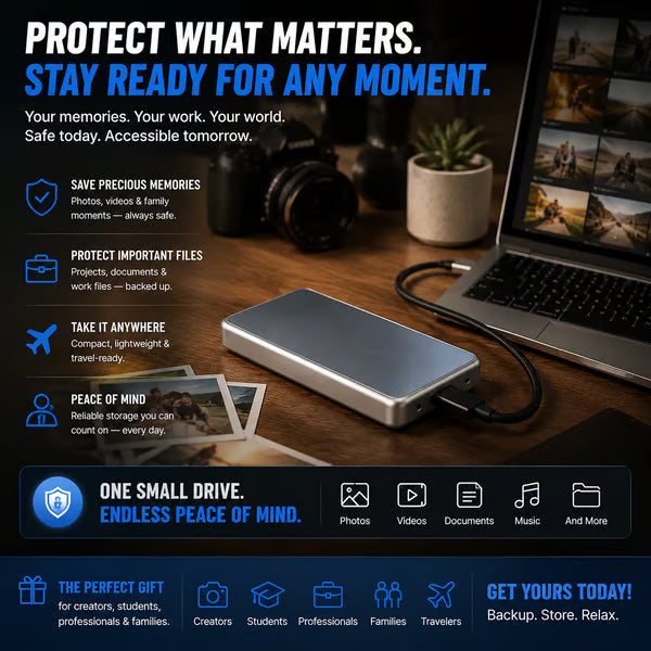 Portable External SSD ā Protect Your Photos, Videos & Important Files