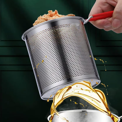 UPKOCH 1 Set Stainless Steel Stock Fry Pot with Strainer Basket,Fry Pot with Basket and Lid for Frying Shrimp Chicken Fries