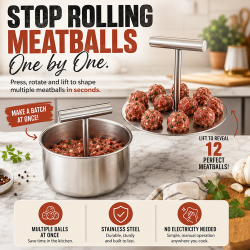 🥩 Stainless Steel Meatball Maker – Stop Rolling Meatballs One by One