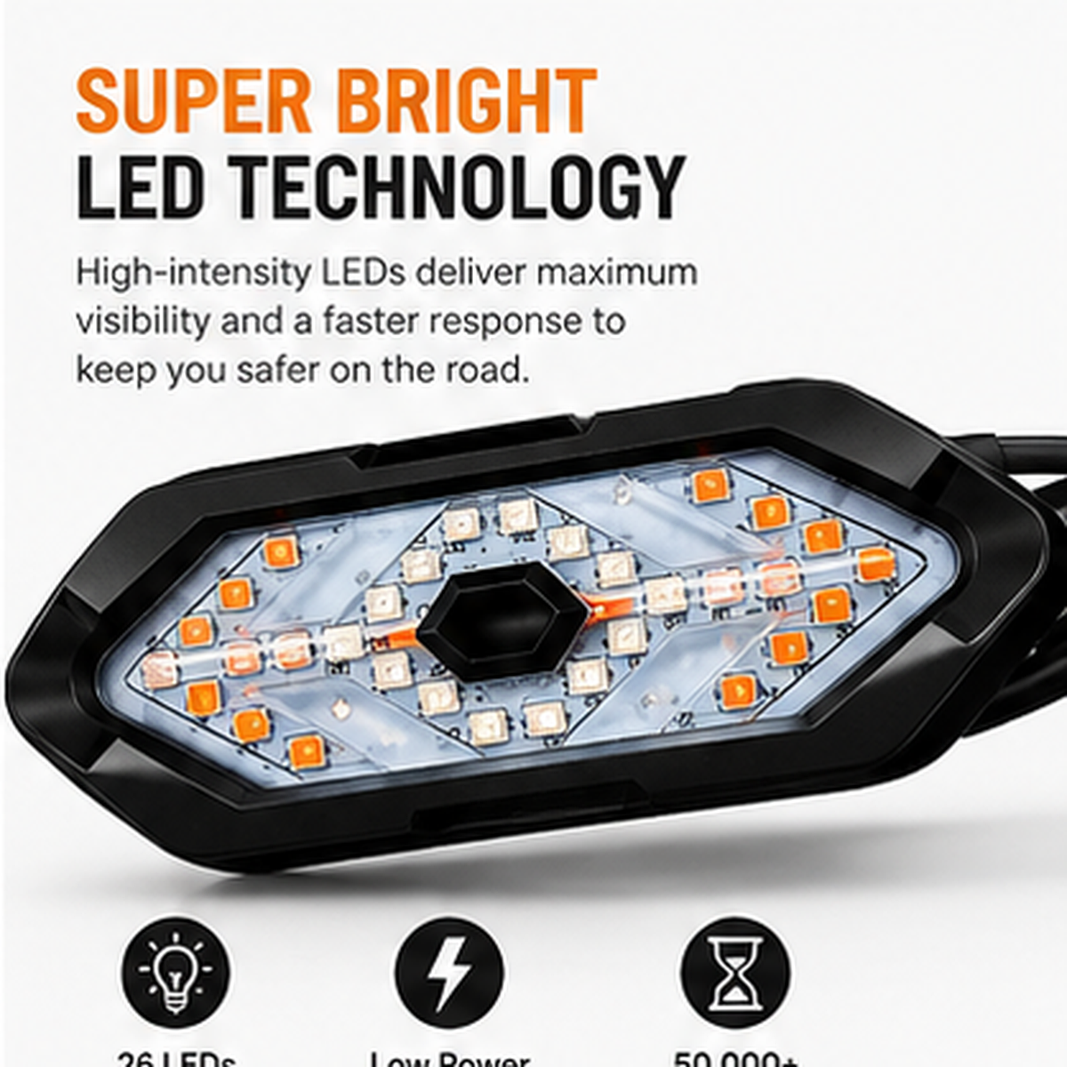 RideGlow 26 LED high-visibility rear cycling light