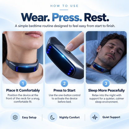 😴 SleepQuiet™ Smart Anti-Snoring Throat Device – Comfortable Nighttime Snore Relief Aid