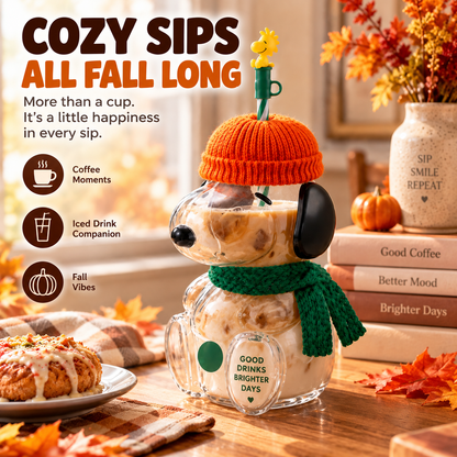 Sip Cute, Stay Cozy 🍂 | 3D Character Glass Tumbler for Iced Coffee, Matcha & More