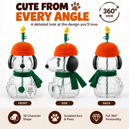 Sip Cute, Stay Cozy 🍂 | 3D Character Glass Tumbler for Iced Coffee, Matcha & More