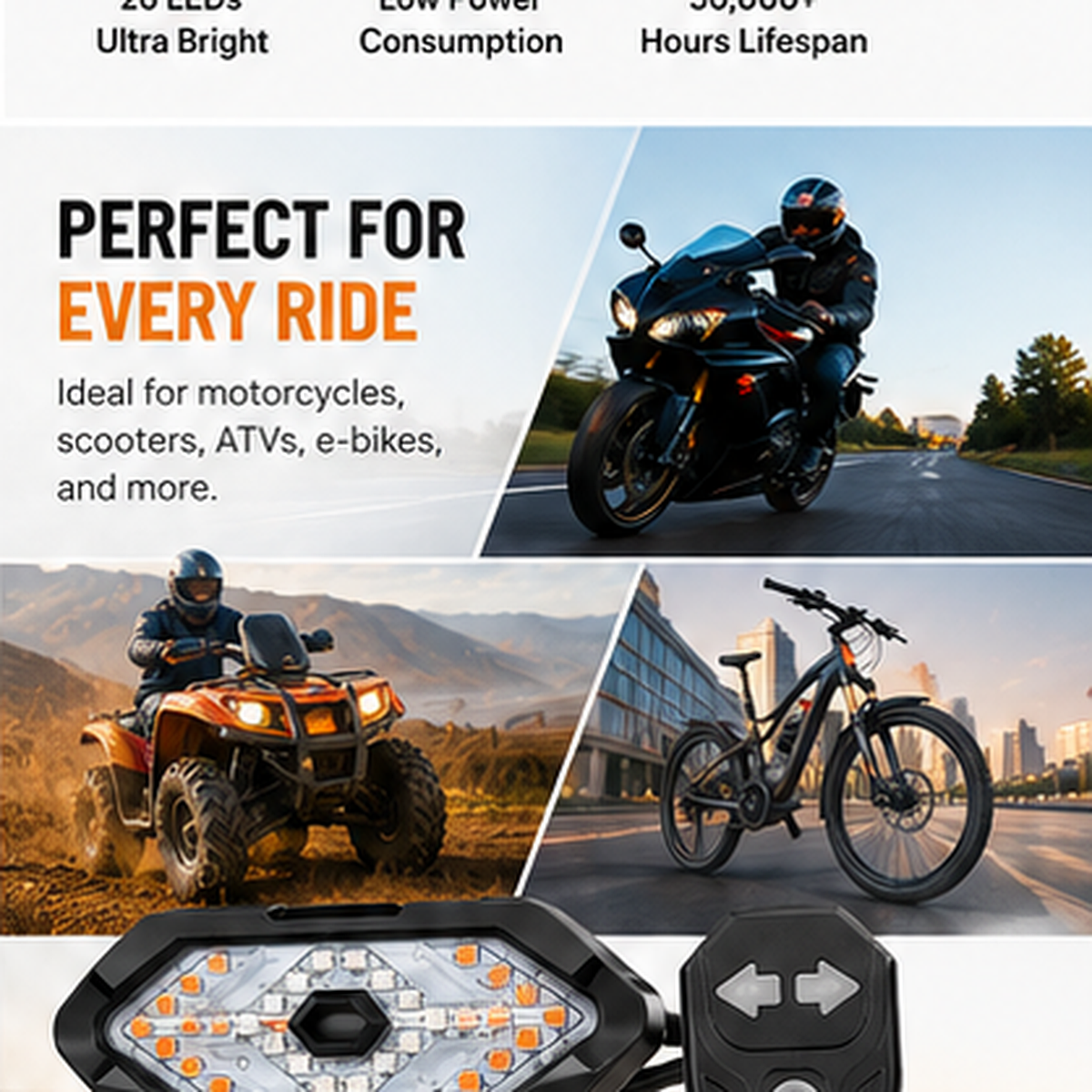 RideGlow rear light for bicycles ebikes scooters motorcycles and compatible vehicles
