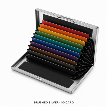 RFID-Blocking Stainless Steel Card Wallet – 6/10-Card Slim Organizer