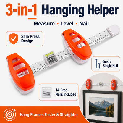 🖼️ 3-in-1 Picture Hanging Tool – Measure, Level & Position Nails 🔨