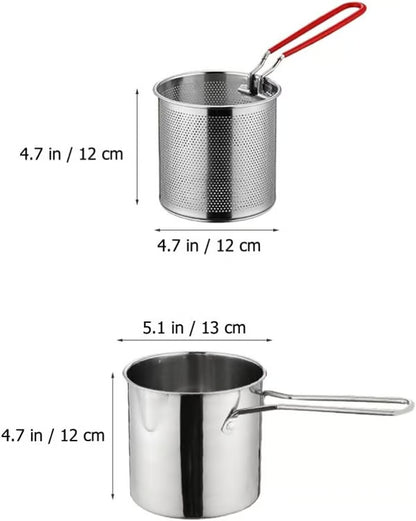 UPKOCH 1 Set Stainless Steel Stock Fry Pot with Strainer Basket,Fry Pot with Basket and Lid for Frying Shrimp Chicken Fries