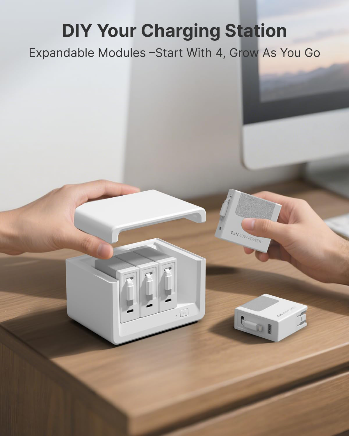12-in-1 Desktop Charging Station, 160W USB Retractable GaN Charger