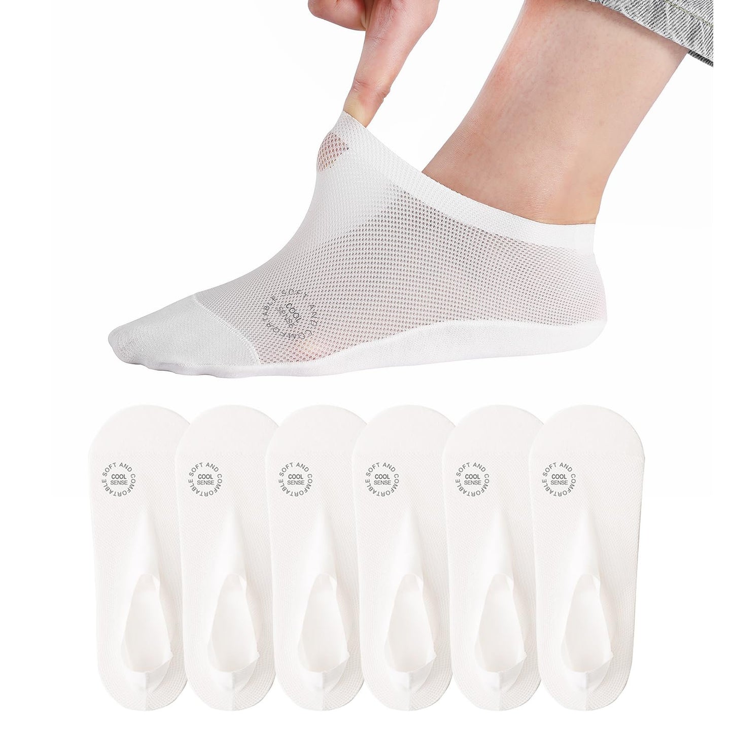 🔥6-Pair Invisible Grip Socks Pack 🧦 – Breathable Low-Cut Anti-Slip Sweat-Absorbing Design