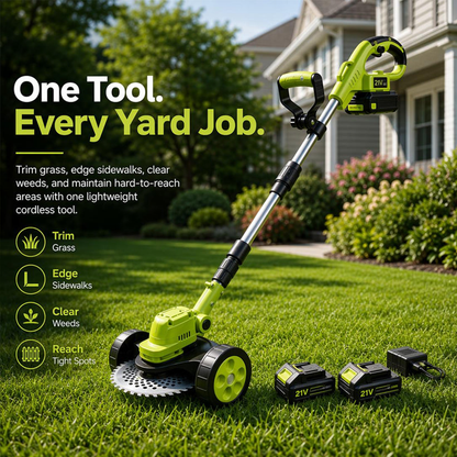 🔥2026 Hot Sale 21V Cordless 3-in-1 Grass Trimmer, Edger & Mini Mower