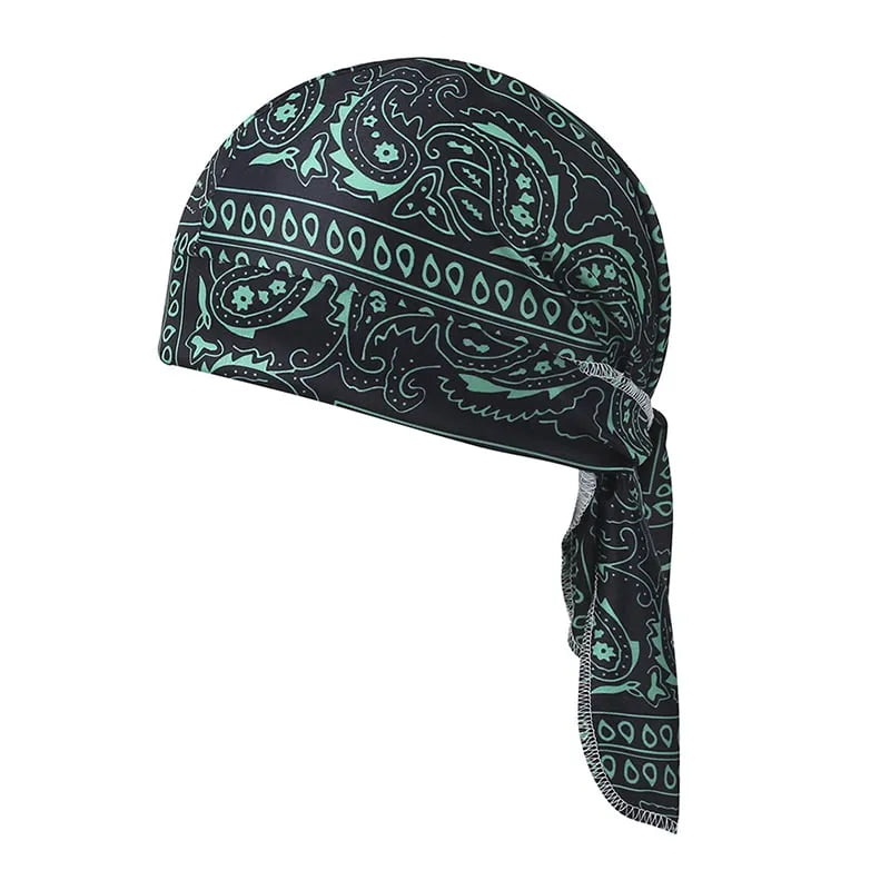 Dark green and black paisley cycling elastic sports cap