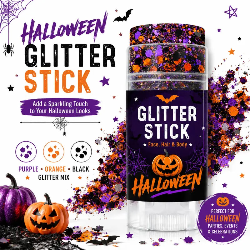 Halloween purple orange and black glitter makeup stick