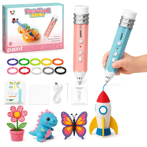 3D Pen Set for Kids, Low Heat Child-Safe 3D Pen with USB, 10 Rolls 50cm PCL Filament Refills, PLA Filament Bundle, Includes Stencil Book & Guide, STEM Arts Crafts Birthday Present for Ages 6+