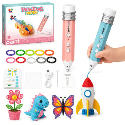 3D Pen Set for Kids, Low Heat Child-Safe 3D Pen with USB, 10 Rolls 50cm PCL Filament Refills, PLA Filament Bundle, Includes Stencil Book & Guide, STEM Arts Crafts Birthday Present for Ages 6+