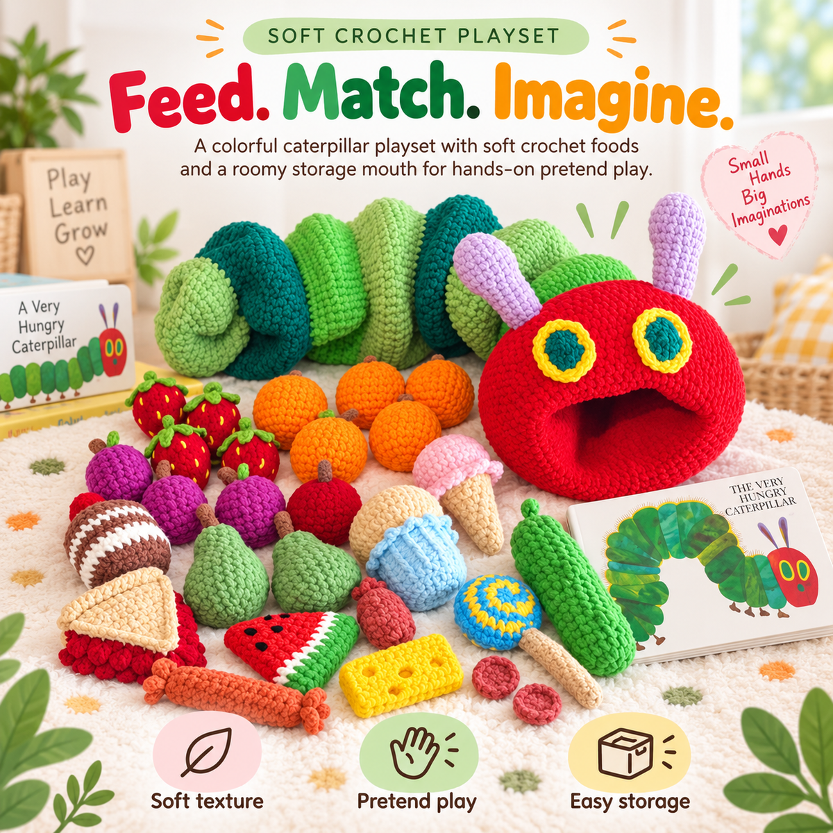 Feed & Fun™ Caterpillar Crochet Toy Set ⭐⭐⭐⭐⭐