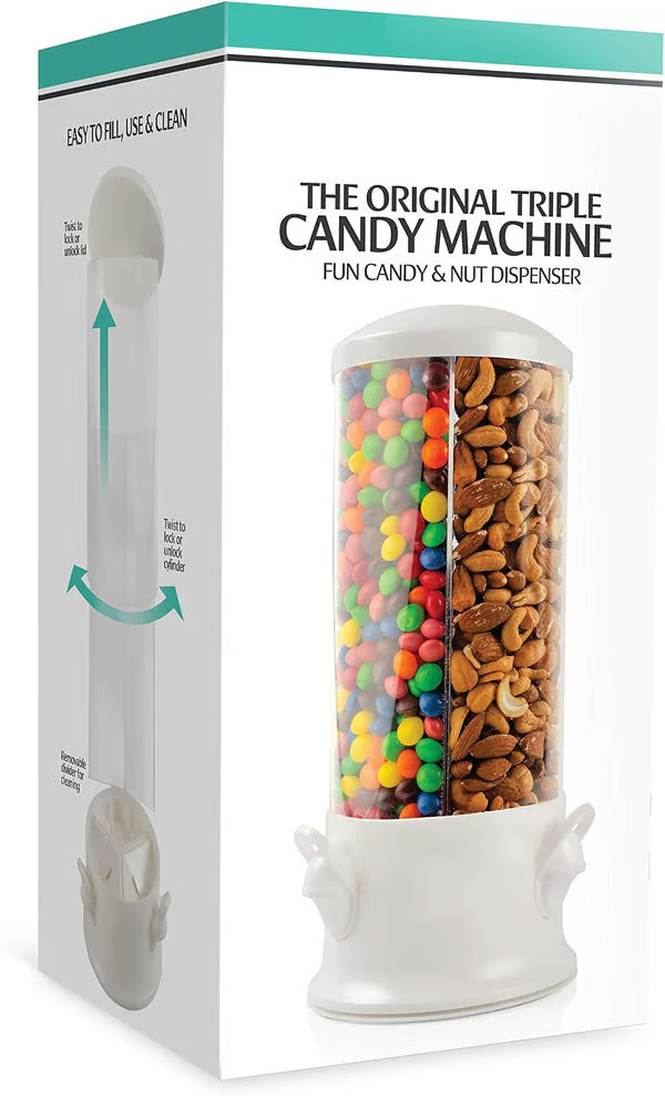 The Original Triple Candy Machine - Fun Candy & Nut Dispenser - New & Improved - 360 Degree Selection
