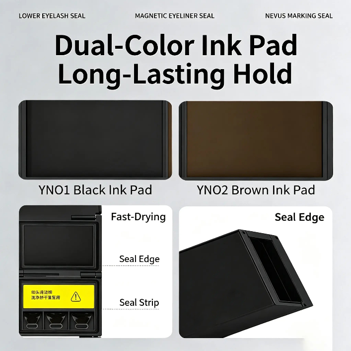 Black and brown dual color ink pads for eye makeup stamp kit