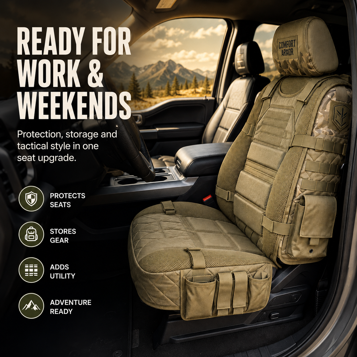 GearGuard tactical seat cover ready for work and weekend adventures
