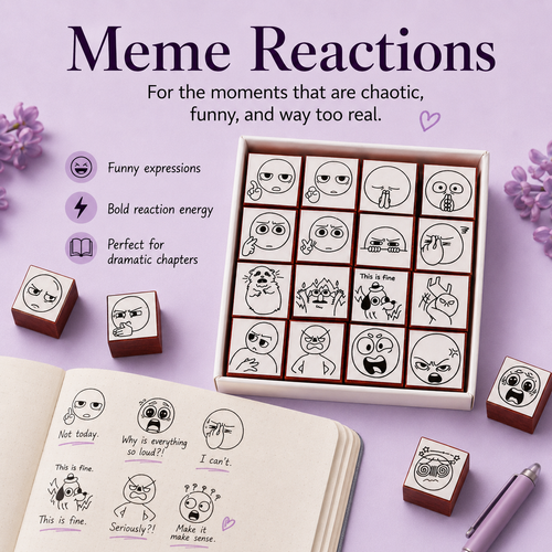 📚 BookMood™ Reaction Stamp Set – Cute Annotation Stamps for Readers & Journaling