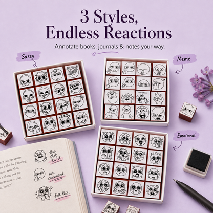 📚 BookMood™ Reaction Stamp Set – Cute Annotation Stamps for Readers & Journaling
