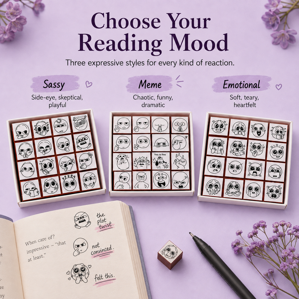 Choose Sassy Meme or Emotional reading reaction stamps