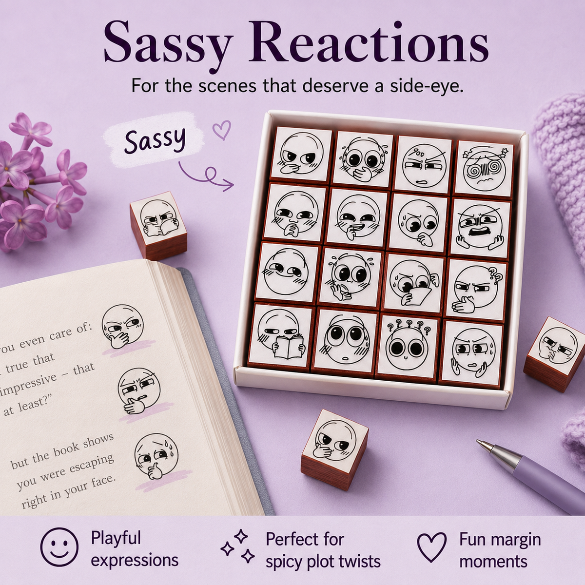 📚 BookMood™ Reaction Stamp Set – Cute Annotation Stamps for Readers & Journaling