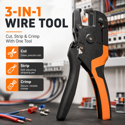 3-in-1 Automatic Wire Stripper, Cutter & Crimper – Self-Adjusting Electrical Hand Tool