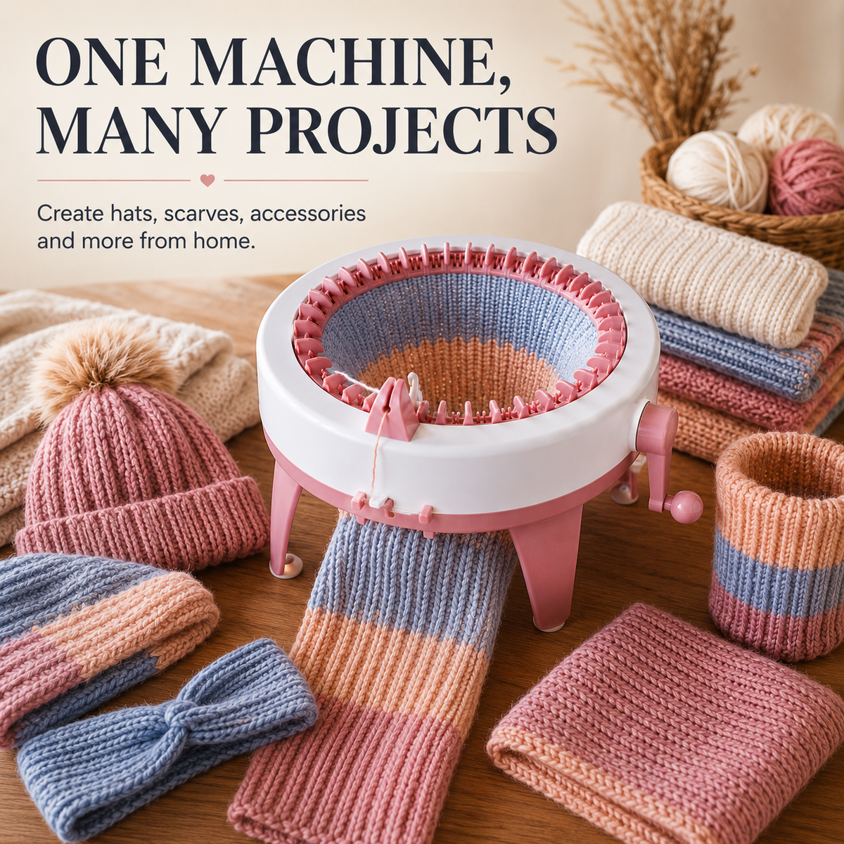 🧶 Hand-Crank Circular Knitting Machine – Easy DIY Knitting Loom for Hats, Scarves & Handmade Gifts
