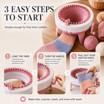 🧶 Hand-Crank Circular Knitting Machine – Easy DIY Knitting Loom for Hats, Scarves & Handmade Gifts