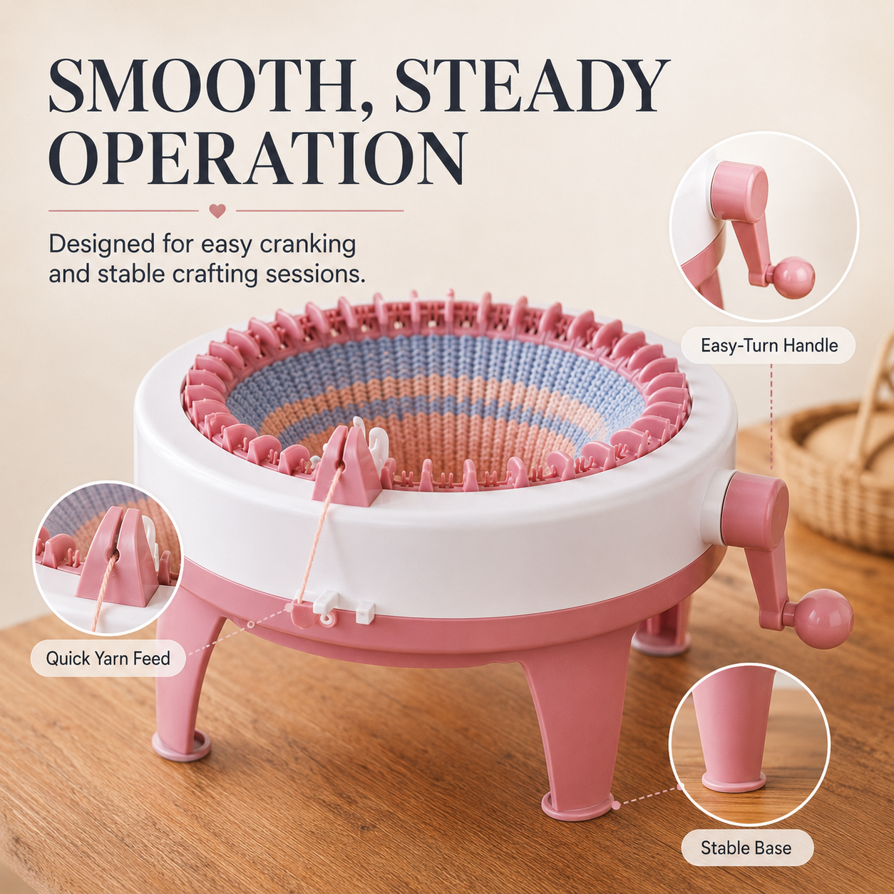 🧶 Hand-Crank Circular Knitting Machine – Easy DIY Knitting Loom for Hats, Scarves & Handmade Gifts