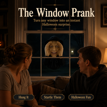 🎃 Creepy Hanging Halloween Face Decoration – 4 Spooky Styles for Window Pranks, Parties & Porch Decor