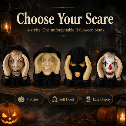🎃 Creepy Hanging Halloween Face Decoration – 4 Spooky Styles for Window Pranks, Parties & Porch Decor