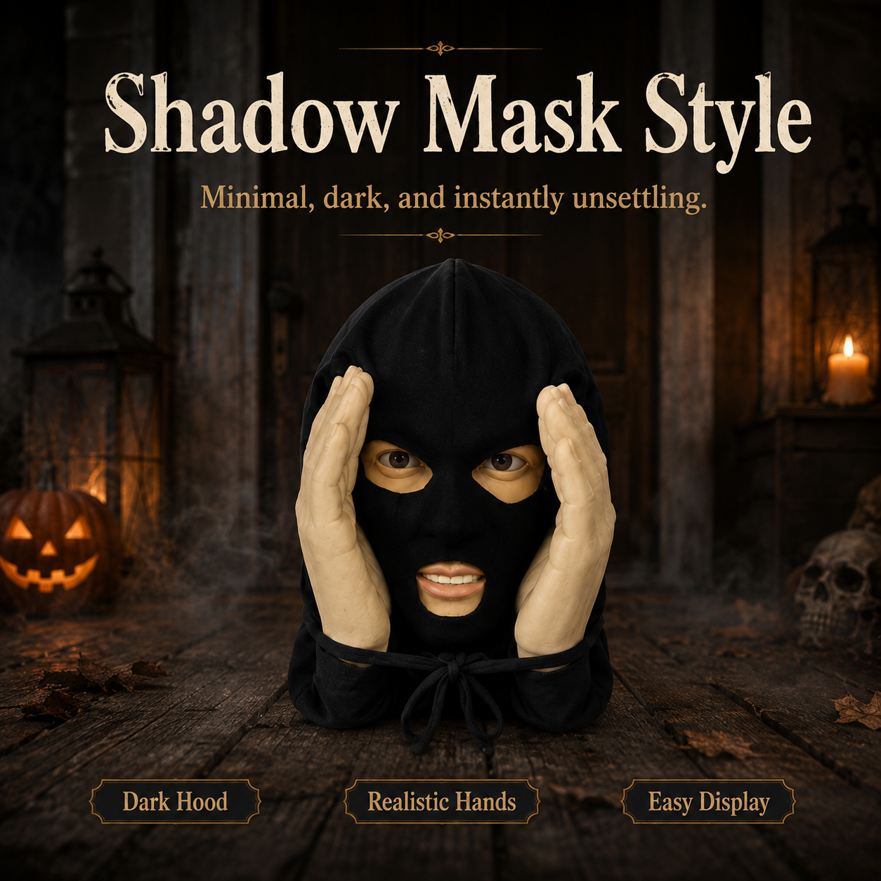 🎃 Creepy Hanging Halloween Face Decoration – 4 Spooky Styles for Window Pranks, Parties & Porch Decor