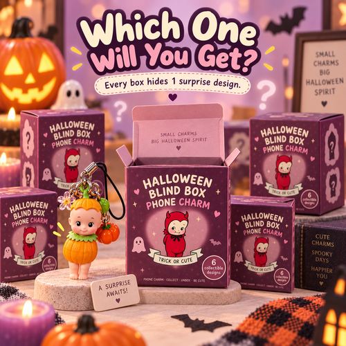 Halloween Blind Box Phone Charm – 1 of 6 Spooky Surprise Designs
