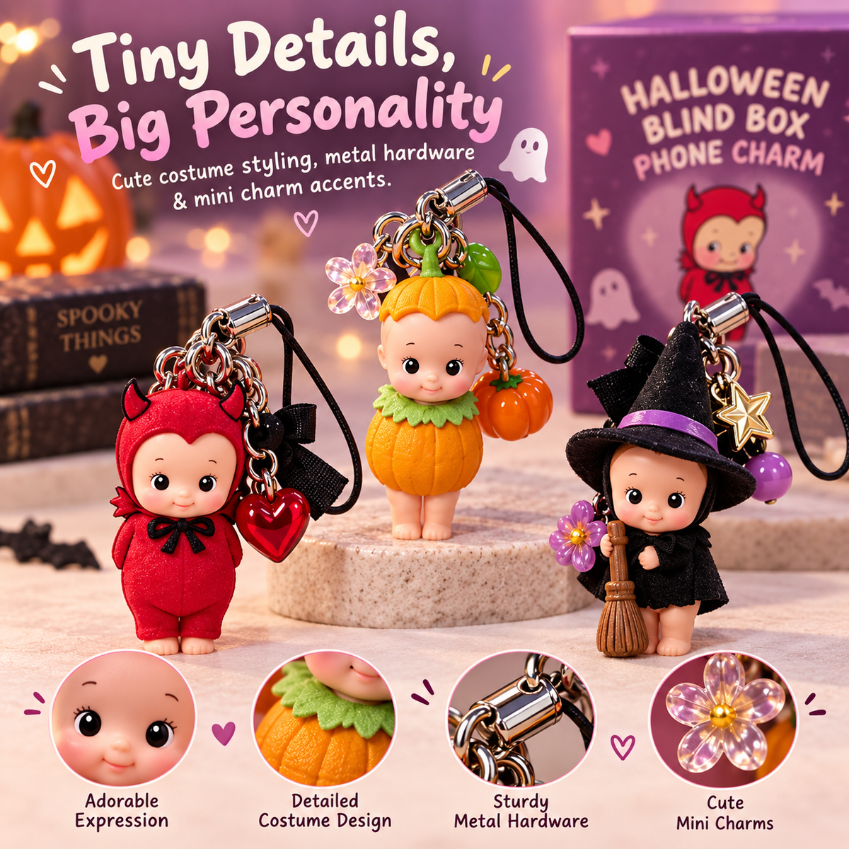 Halloween Blind Box Phone Charm – 1 of 6 Spooky Surprise Designs
