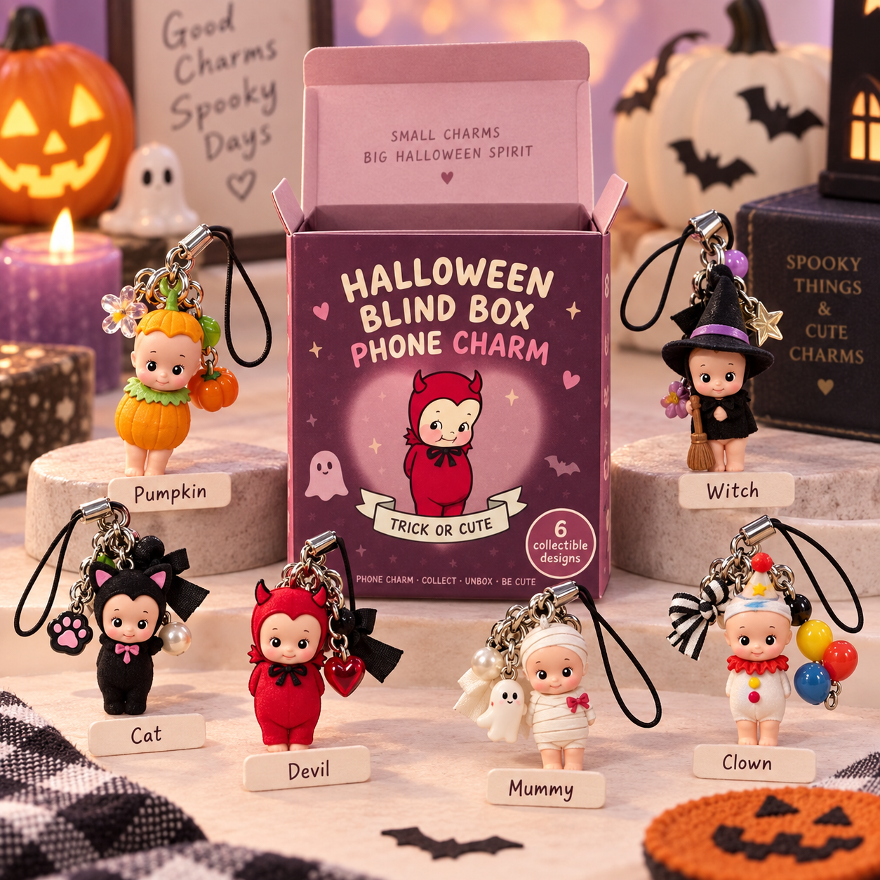 Halloween Blind Box Phone Charm – 1 of 6 Spooky Surprise Designs