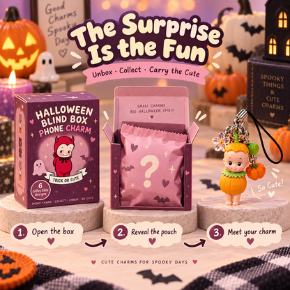 Halloween Blind Box Phone Charm – 1 of 6 Spooky Surprise Designs