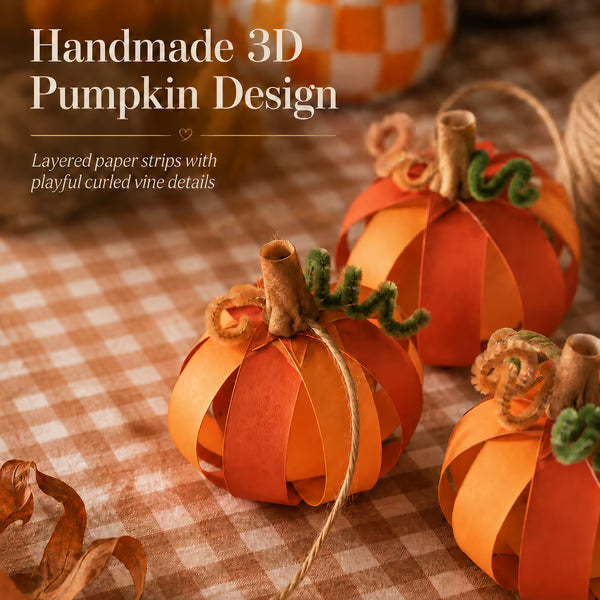 DIY Paper Pumpkin Garland Craft Kit – Fall & Halloween Decoration Set for Home, Parties & Kids Crafts