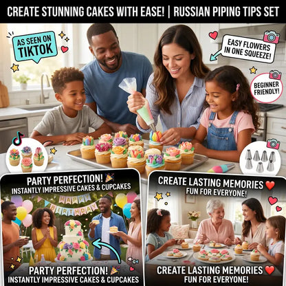117 Pcs Russian Piping Tips Set, 12 Flower Frosting Nozzles Icing Tips for Cake Decorating Tips Kit, Baking Supplies for Cookie Cupcake, 2 Leaf Piping Tips 2 Couplers 100 Pastry Baking Bags and 1 reusable silicone bag