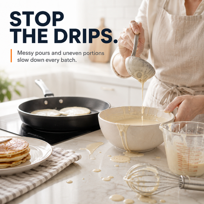 20OZ/40OZ Stainless Steel Pancake Batter Dispenser - Kitchen Metal Utensils with Silicone Leak-Proof Nozzle, Squeeze Handle, Stand & Precise Control for Pancakes, Waffles, Cupcakes