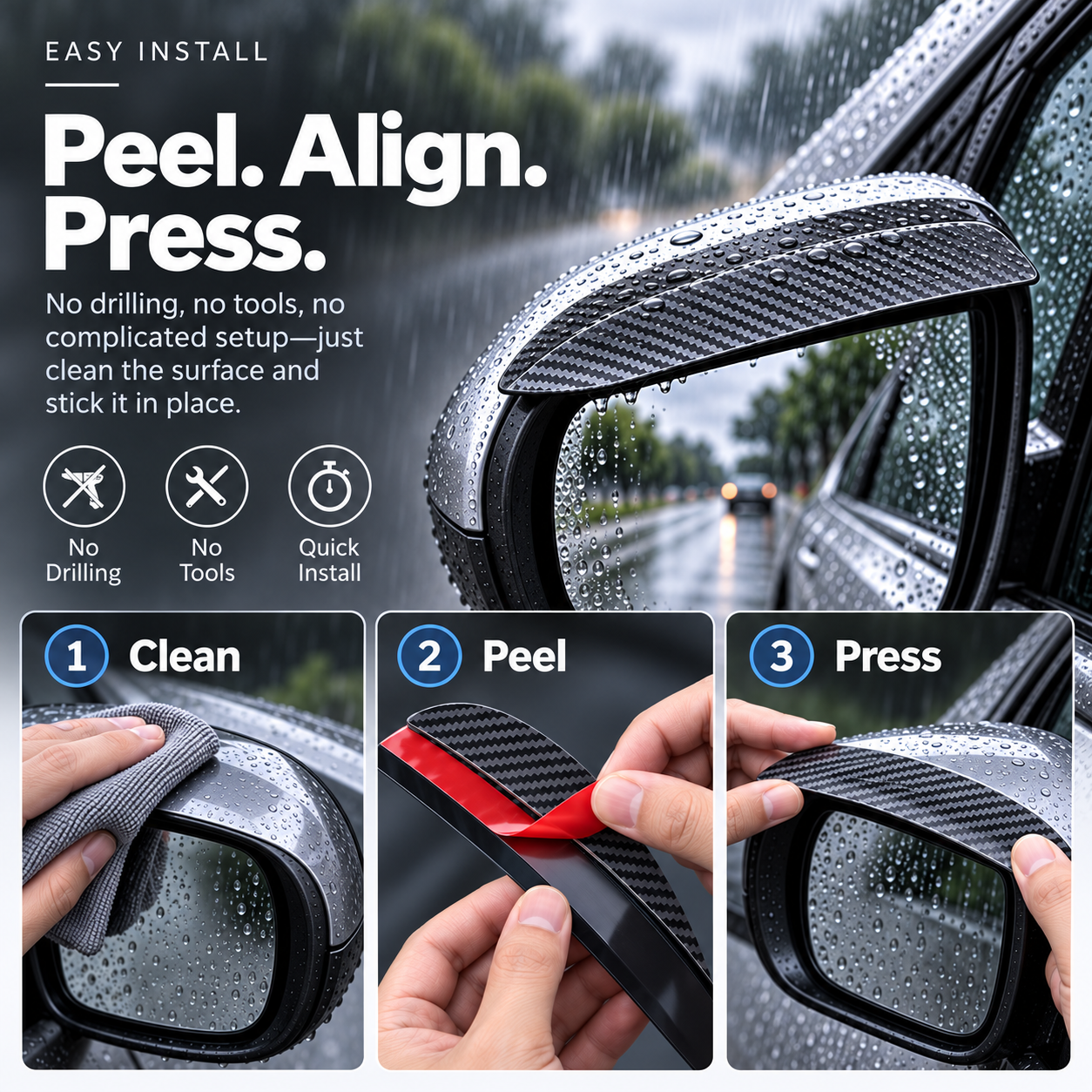 🚗 RainShield Pro™ Car Mirror Rain Visor（2pcs）