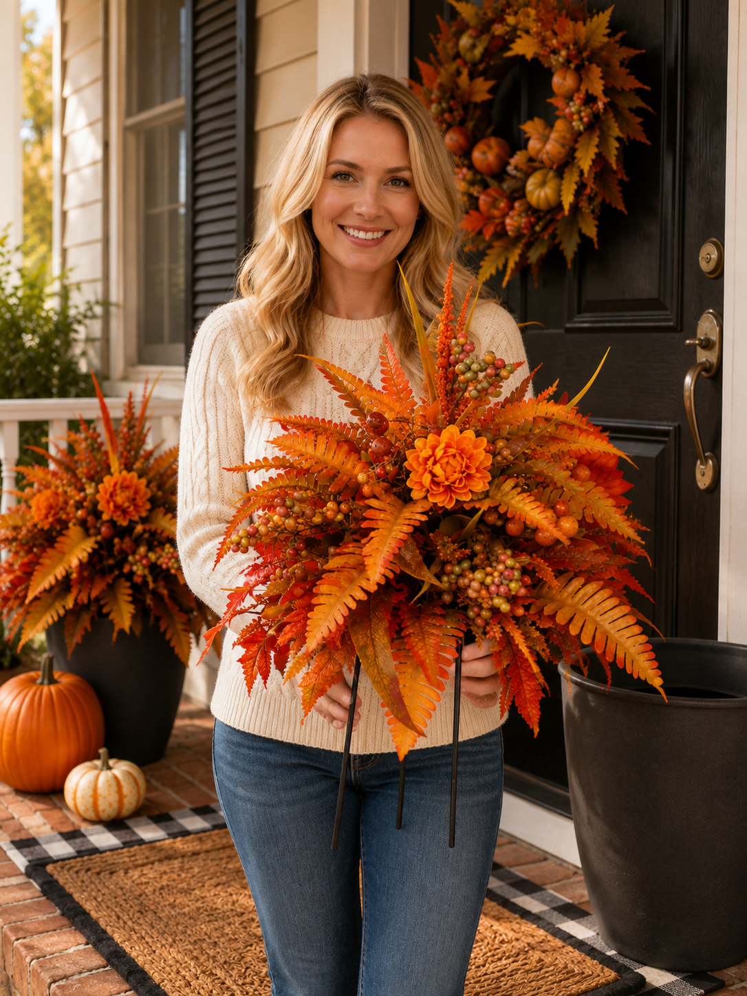 Autumn Harvest Floral Garden Stake Arrangement Fall Garden Decoration