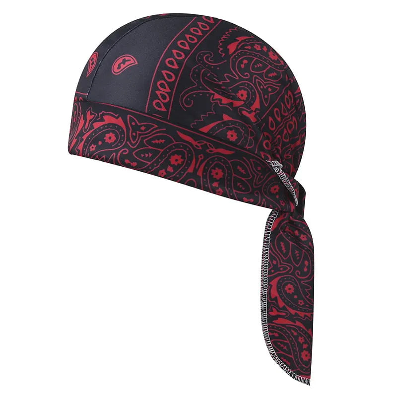 Red and black paisley elastic outdoor cycling and running sports cap