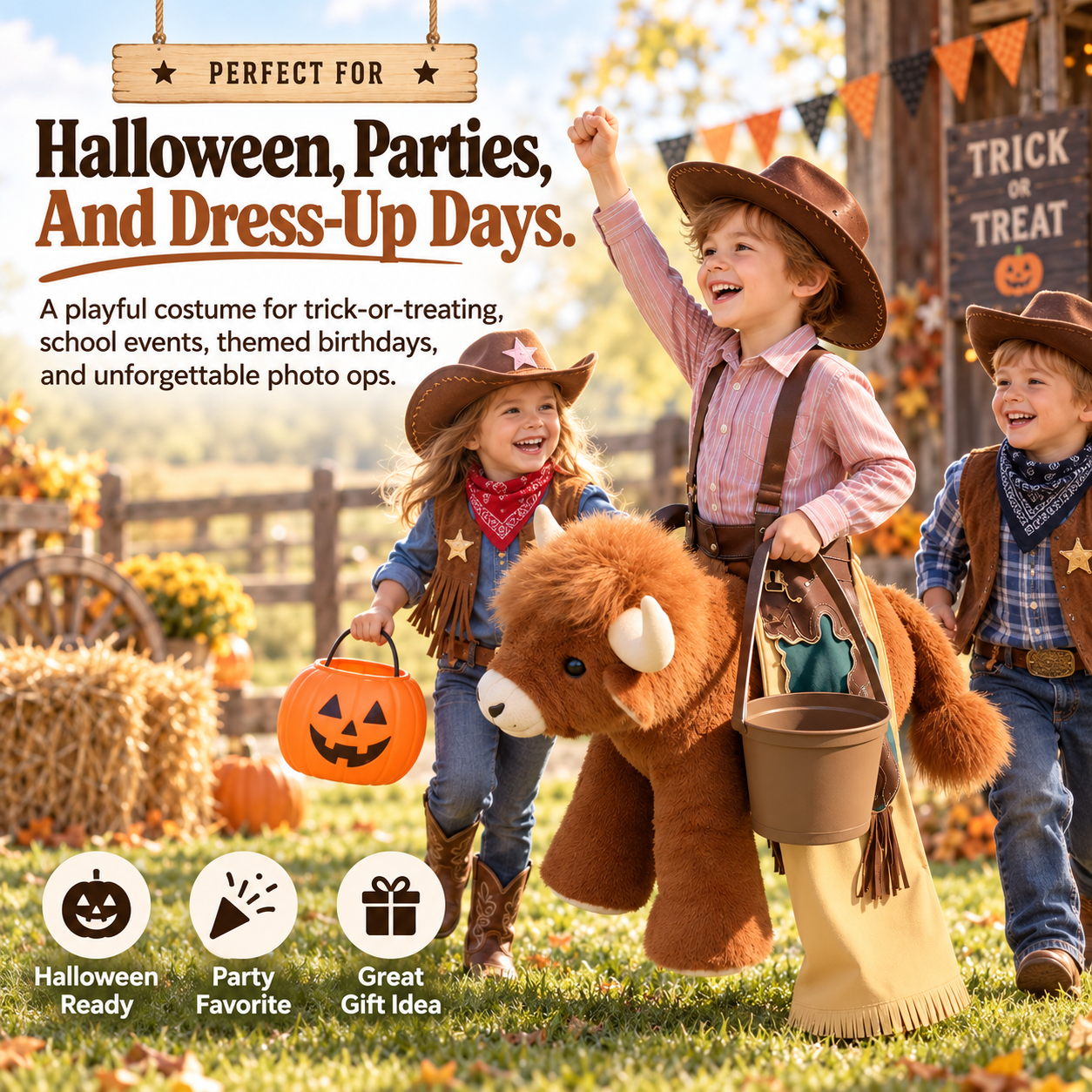 🤠 Wild West Rider™ Kids Cowboy Ride-On Costume