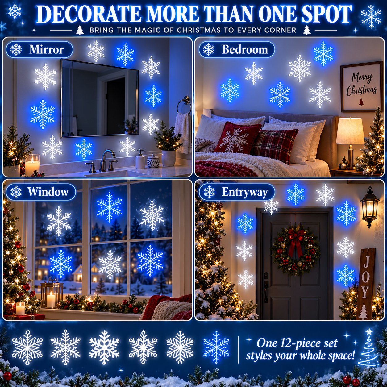 ❄️ SnowGlow™ LED Snowflake Wall Set