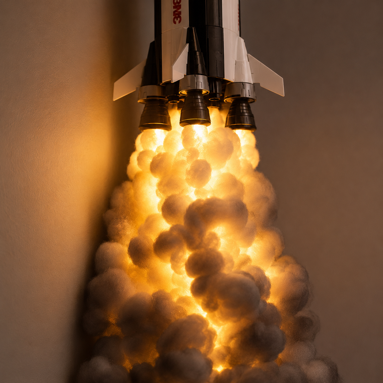 🚀 Saturn V Rocket Launch Cloud Floor Lamp | Space Ambient Decor Light